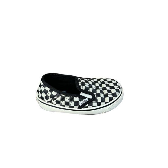 VANS KIDS SHOES SLIP-ER SNEAKER CHECKERBOARD BLACK WHITE Size 13 - Picture 1 of 8